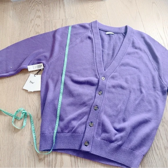 TNA Lavender Purple V-Neck Button Cardigan - Picture 2 of 5